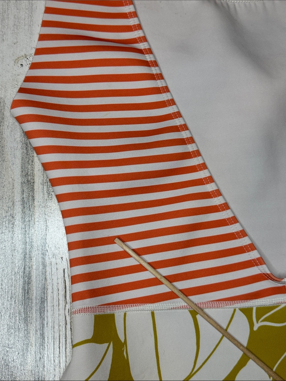 Seea Lido One Piece Jani Print Orange White Stripe Floral Bottom Swimsuit L - Picture 15 of 15